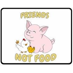 Friends Not Food - Cute Pig and Chicken Fleece Blanket (Medium) 