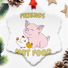 Friends Not Food - Cute Pig and Chicken Ornament (Snowflake)