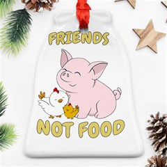 Friends Not Food - Cute Pig and Chicken Bell Ornament (Two Sides)