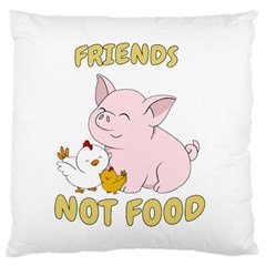 Friends Not Food - Cute Pig and Chicken Large Cushion Case (One Side)