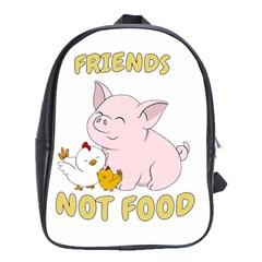 Friends Not Food - Cute Pig and Chicken School Bag (XL)