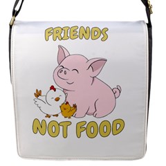 Friends Not Food - Cute Pig and Chicken Flap Messenger Bag (S)