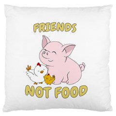 Friends Not Food - Cute Pig And Chicken Standard Flano Cushion Case (one Side) by Valentinaart