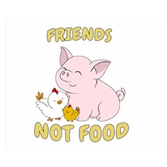 Friends Not Food - Cute Pig and Chicken Double Sided Flano Blanket (Small) 