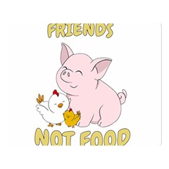 Friends Not Food - Cute Pig and Chicken Double Sided Flano Blanket (Large) 