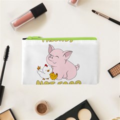 Friends Not Food - Cute Pig And Chicken Cosmetic Bag (xs) by Valentinaart