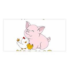 Friends Not Food - Cute Pig And Chicken Satin Shawl by Valentinaart