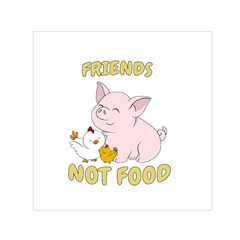 Friends Not Food - Cute Pig And Chicken Small Satin Scarf (square) by Valentinaart