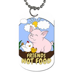 Friends Not Food - Cute Pig And Chicken Dog Tag (two Sides) by Valentinaart