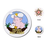 Friends Not Food - Cute Pig and Chicken Playing Cards (Round)  Front