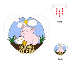 Friends Not Food - Cute Pig And Chicken Playing Cards (heart)  by Valentinaart