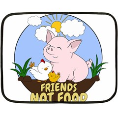 Friends Not Food - Cute Pig And Chicken Fleece Blanket (mini) by Valentinaart