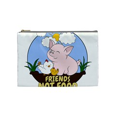 Friends Not Food - Cute Pig And Chicken Cosmetic Bag (medium)  by Valentinaart