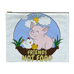 Friends Not Food - Cute Pig And Chicken Cosmetic Bag (xl) by Valentinaart