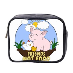 Friends Not Food - Cute Pig And Chicken Mini Toiletries Bag 2-side by Valentinaart