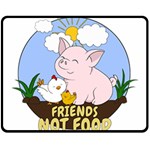 Friends Not Food - Cute Pig and Chicken Fleece Blanket (Medium)  60 x50  Blanket Front