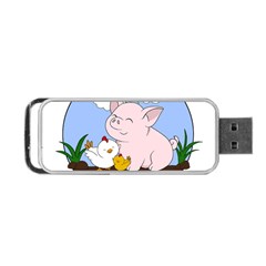 Friends Not Food - Cute Pig And Chicken Portable Usb Flash (one Side) by Valentinaart