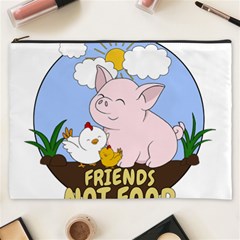 Friends Not Food - Cute Pig And Chicken Cosmetic Bag (xxxl)  by Valentinaart