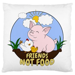 Friends Not Food - Cute Pig And Chicken Standard Flano Cushion Case (two Sides) by Valentinaart