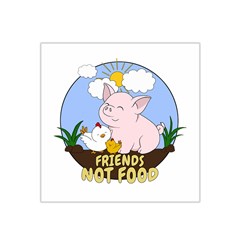 Friends Not Food - Cute Pig And Chicken Satin Bandana Scarf by Valentinaart