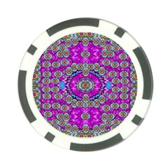 Spring Time In Colors And Decorative Fantasy Bloom Poker Chip Card Guard by pepitasart