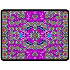 Spring Time In Colors And Decorative Fantasy Bloom Fleece Blanket (large)  by pepitasart