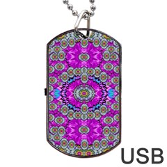 Spring Time In Colors And Decorative Fantasy Bloom Dog Tag Usb Flash (two Sides) by pepitasart