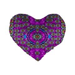 Spring Time In Colors And Decorative Fantasy Bloom Standard 16  Premium Flano Heart Shape Cushions by pepitasart