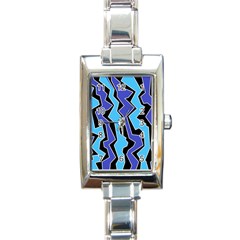 Vertical Blues Polynoise Rectangle Italian Charm Watch by jumpercat