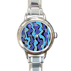 Vertical Blues Polynoise Round Italian Charm Watch by jumpercat