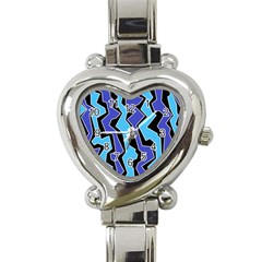 Vertical Blues Polynoise Heart Italian Charm Watch by jumpercat