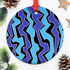 Vertical Blues Polynoise Round Ornament (two Sides) by jumpercat