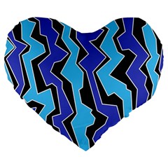 Vertical Blues Polynoise Large 19  Premium Flano Heart Shape Cushions by jumpercat