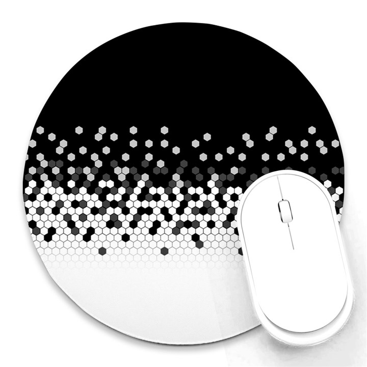 Flat Tech Camouflage Black And White Round Mousepads