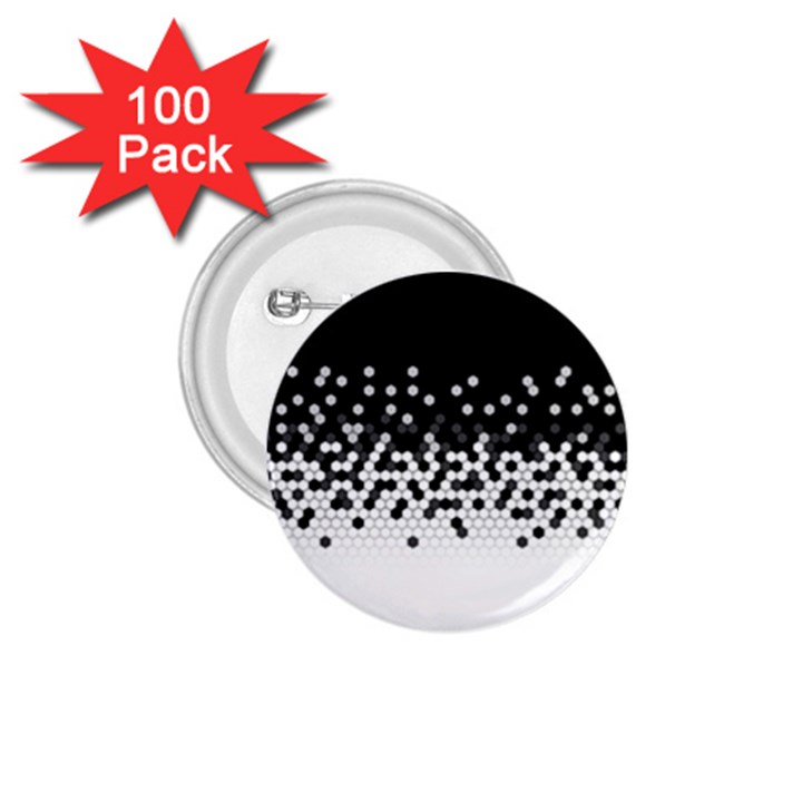 Flat Tech Camouflage Black And White 1.75  Buttons (100 pack) 