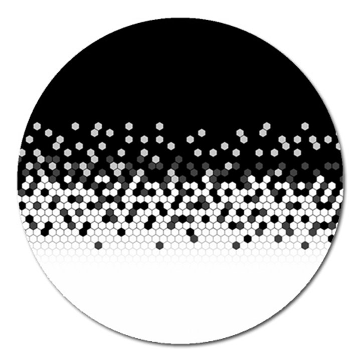 Flat Tech Camouflage Black And White Magnet 5  (Round)