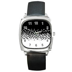 Flat Tech Camouflage Black And White Square Metal Watch