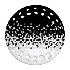 Flat Tech Camouflage Black And White Round Filigree Ornament (two Sides) by jumpercat