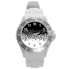 Flat Tech Camouflage Black And White Round Plastic Sport Watch (L)