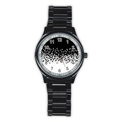 Flat Tech Camouflage Black And White Stainless Steel Round Watch