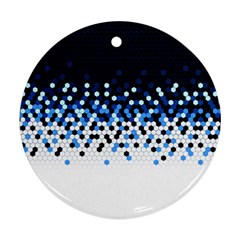 Flat Tech Camouflage Reverse Blue Round Ornament (two Sides) by jumpercat