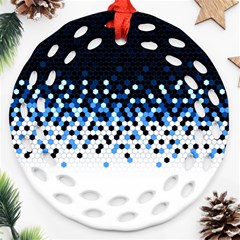 Flat Tech Camouflage Reverse Blue Ornament (round Filigree) by jumpercat