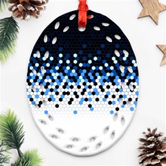 Flat Tech Camouflage Reverse Blue Ornament (oval Filigree) by jumpercat