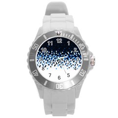 Flat Tech Camouflage Reverse Blue Round Plastic Sport Watch (l) by jumpercat