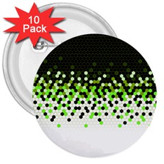 Flat Tech Camouflage Reverse Green 3  Buttons (10 Pack)  by jumpercat