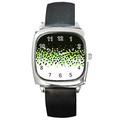 Flat Tech Camouflage Reverse Green Square Metal Watch by jumpercat