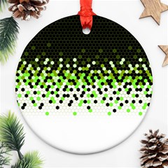 Flat Tech Camouflage Reverse Green Round Ornament (two Sides) by jumpercat