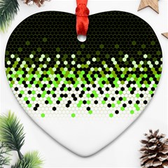 Flat Tech Camouflage Reverse Green Heart Ornament (two Sides) by jumpercat