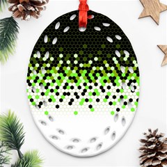 Flat Tech Camouflage Reverse Green Ornament (oval Filigree) by jumpercat