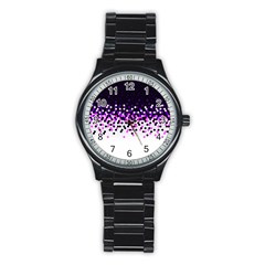 Flat Tech Camouflage Reverse Purple Stainless Steel Round Watch by jumpercat